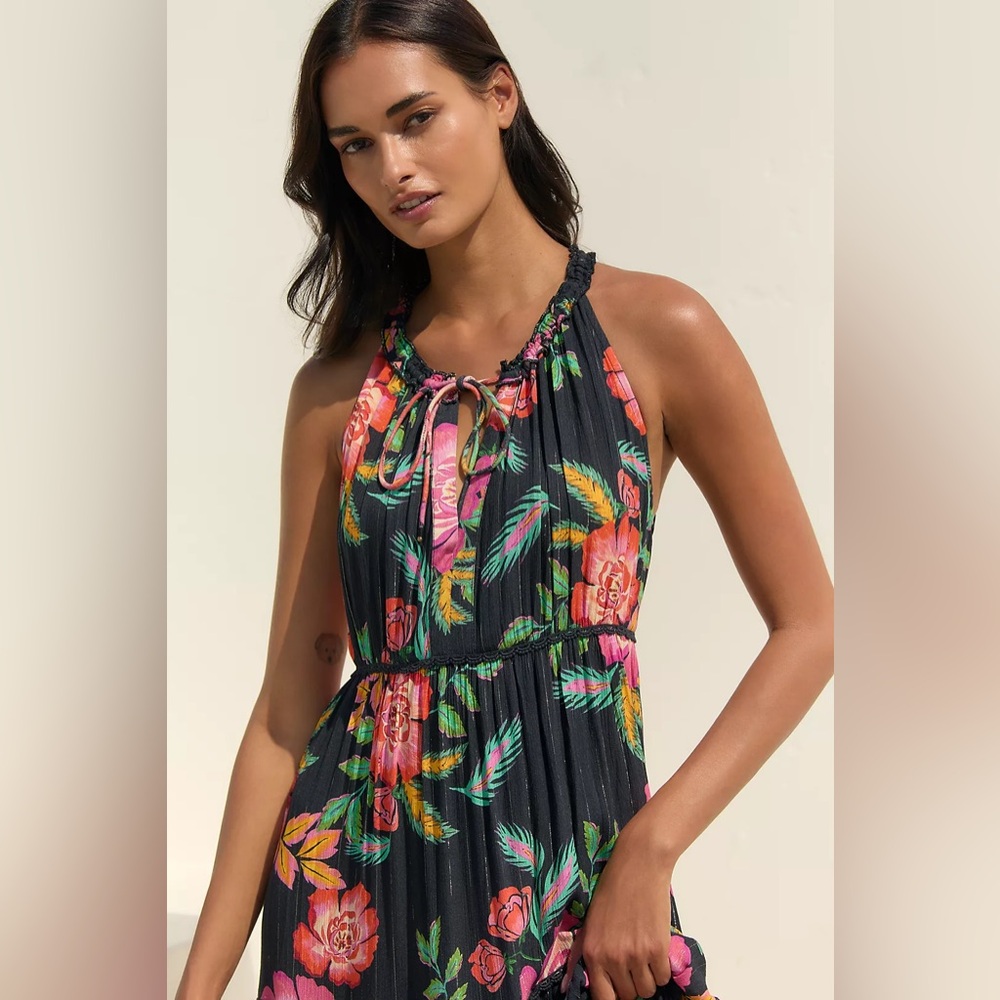 Anthropologie Lurex Floral Maxi Dress - Picture 4 of 7
